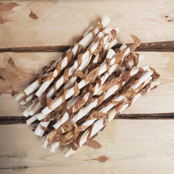 25 stuks voordeelbundel | Runderhuid twist sticks met uier 25,5 cm