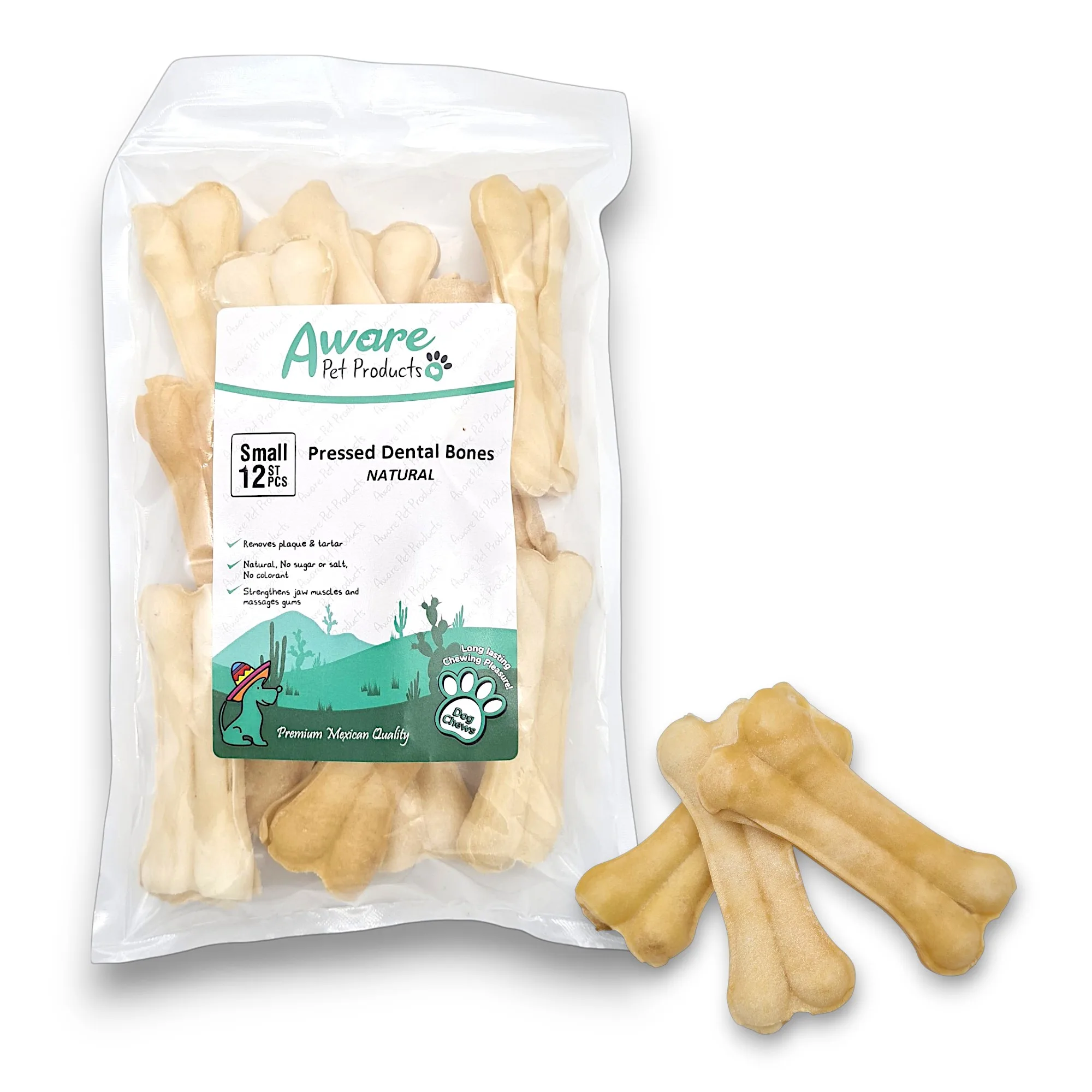 AW12BD173 FRONT Pressed Dental Bones S- FNL Geperst hondenbot | 12 stuks voordeelbundel | 11 cm |