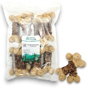 Munchy Bone met Runderlong en extra long omwikkeld | 12 stuks voordeelbundel | Large 19 cm |
