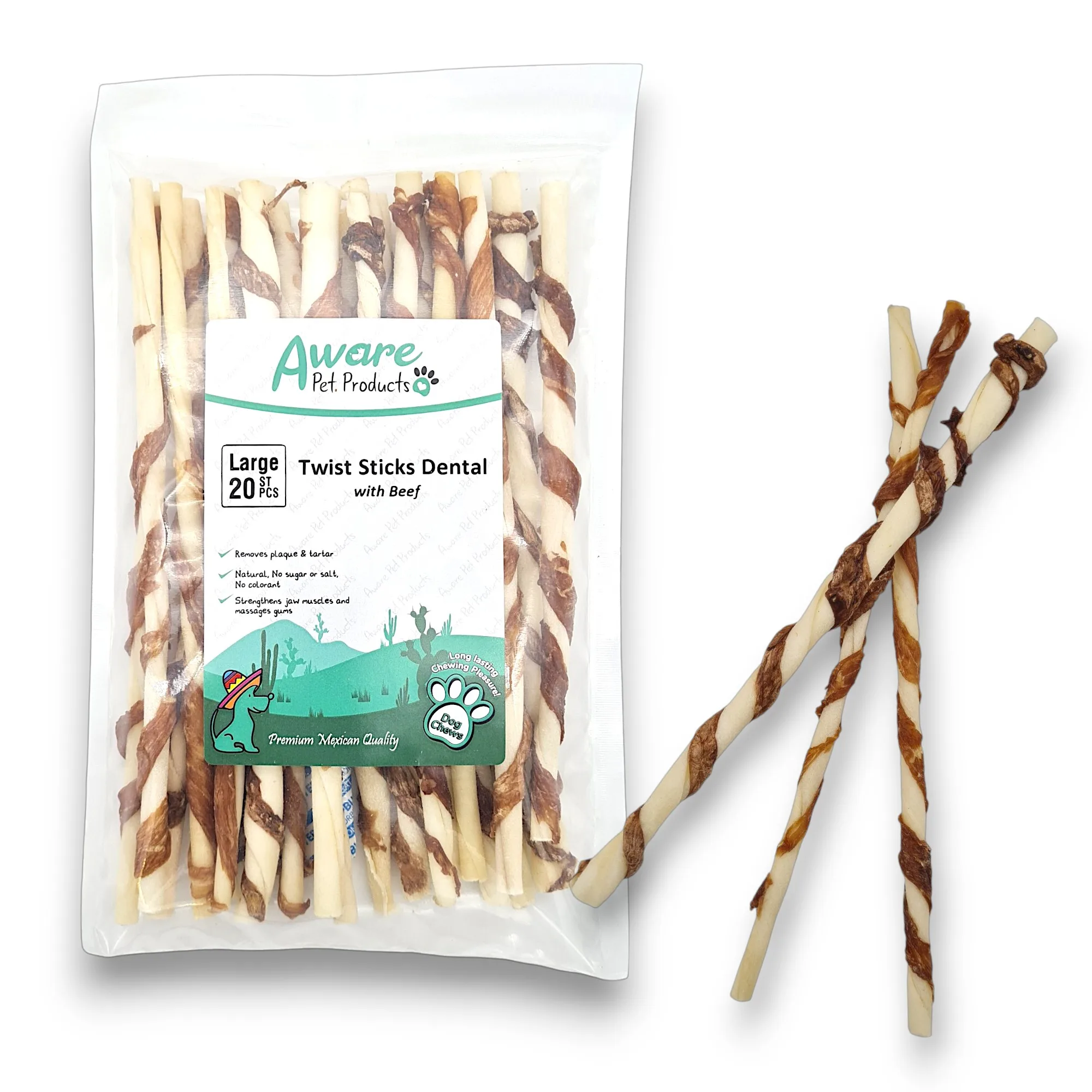 Runderhuid sticks met rundvlees omwikkeld | 20 stuks voordeelbundel | 25 cm |