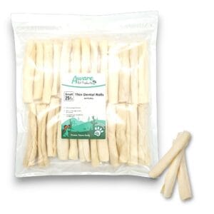 Runderhuid rol hondensnack | 25 stuks voordeelbundel | Dun 14 cm |