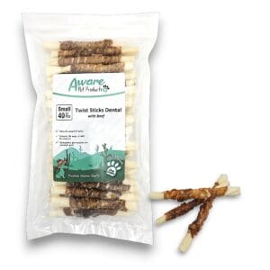 Runderhuid sticks met rundvlees centraal omwikkeld | 40 stuks voordeelbundel | Small 12,5 cm |